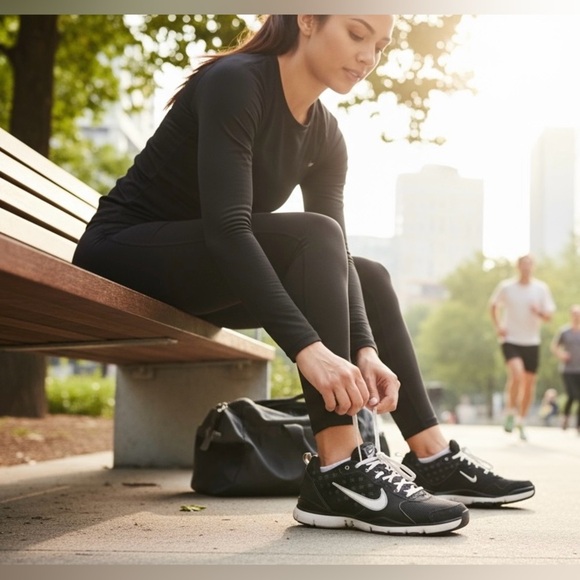 NIKE Womens 9 Black Mesh Polka Dot Flex TR - Picture 12 of 13